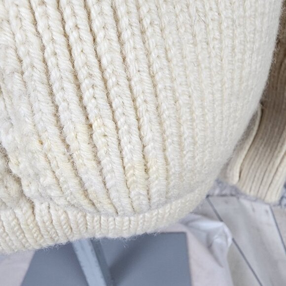 Vintage Virgin Wool Shawl Collar Cardigan Button Front Patch Pockets Cream Med - Picture 14 of 16